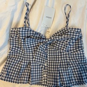 Bohme size M blue and white checkered crop tank